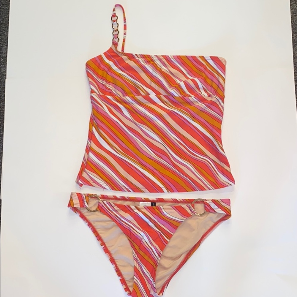 Gorgeous Neon Striped Tankini Swimsuit
